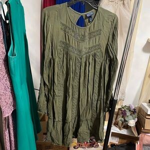 Olive Green Long Sleeve Dress